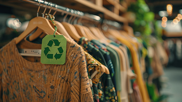 Sustainable fashion, clothing on a rail